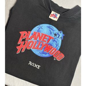 Vintage 90s Planet Hollywood T-Shirt Mens Large Black Rome Retro Tee